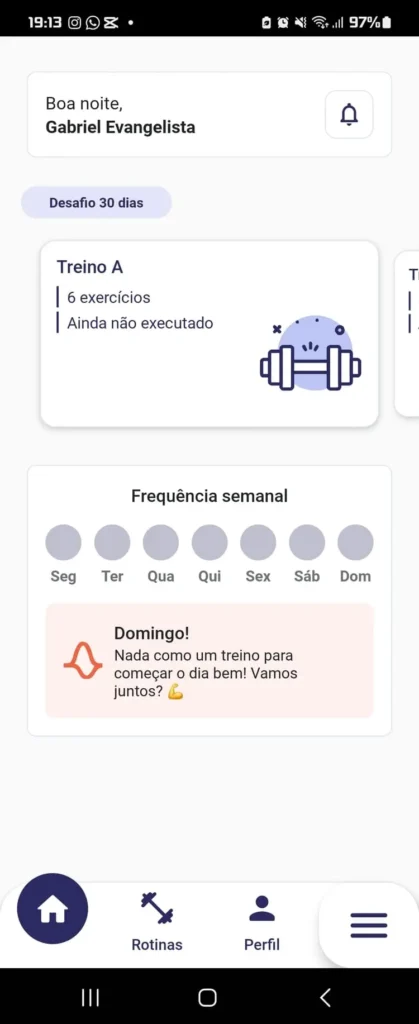 iniciar seu treino